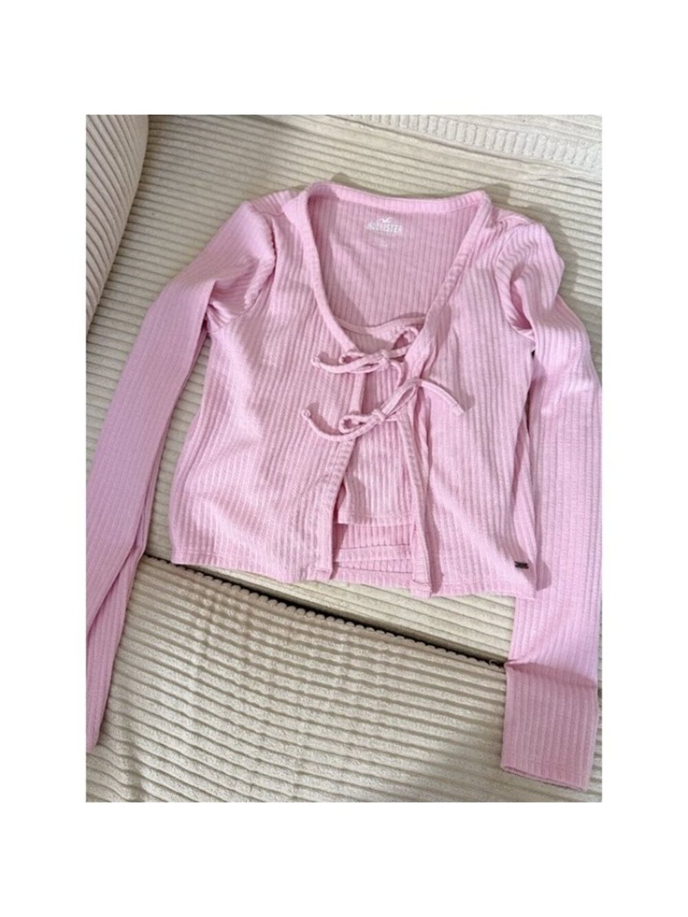 Hollister Pink Ribbed 2 Piece Set Cardigan & Cami Tank Top Size Small